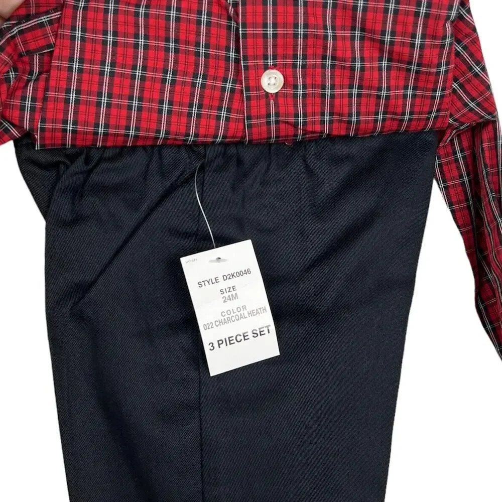 NEW Dockers Plaid Train 3-Piece Set 24 Months Formal Holiday
